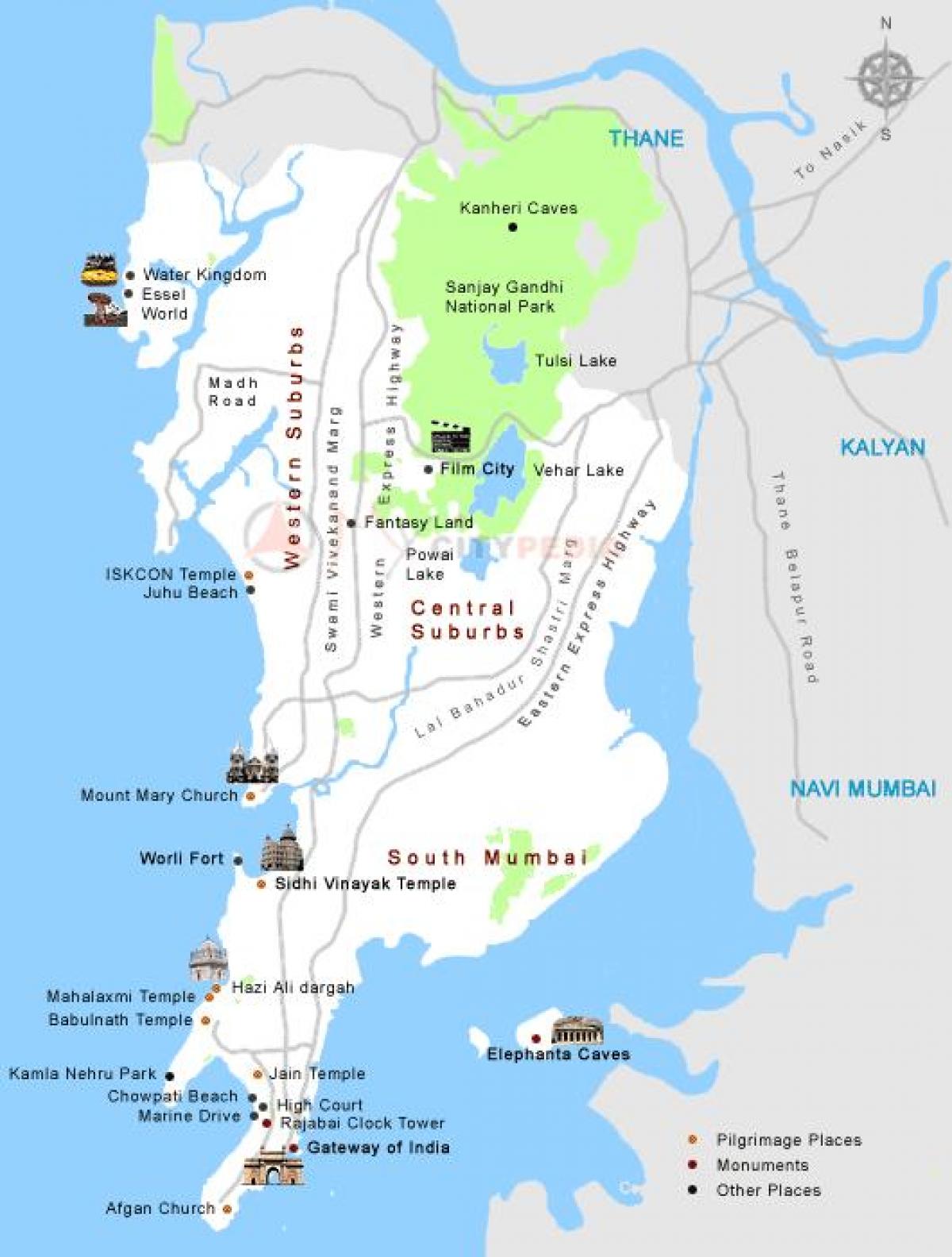 Мумбаі карта турыстычныя месцы