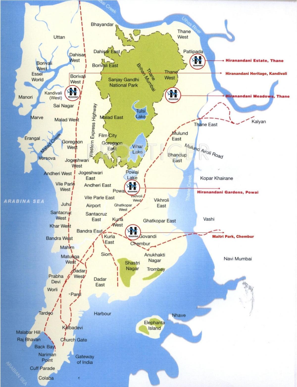 карта Колаба ў Мумбаі