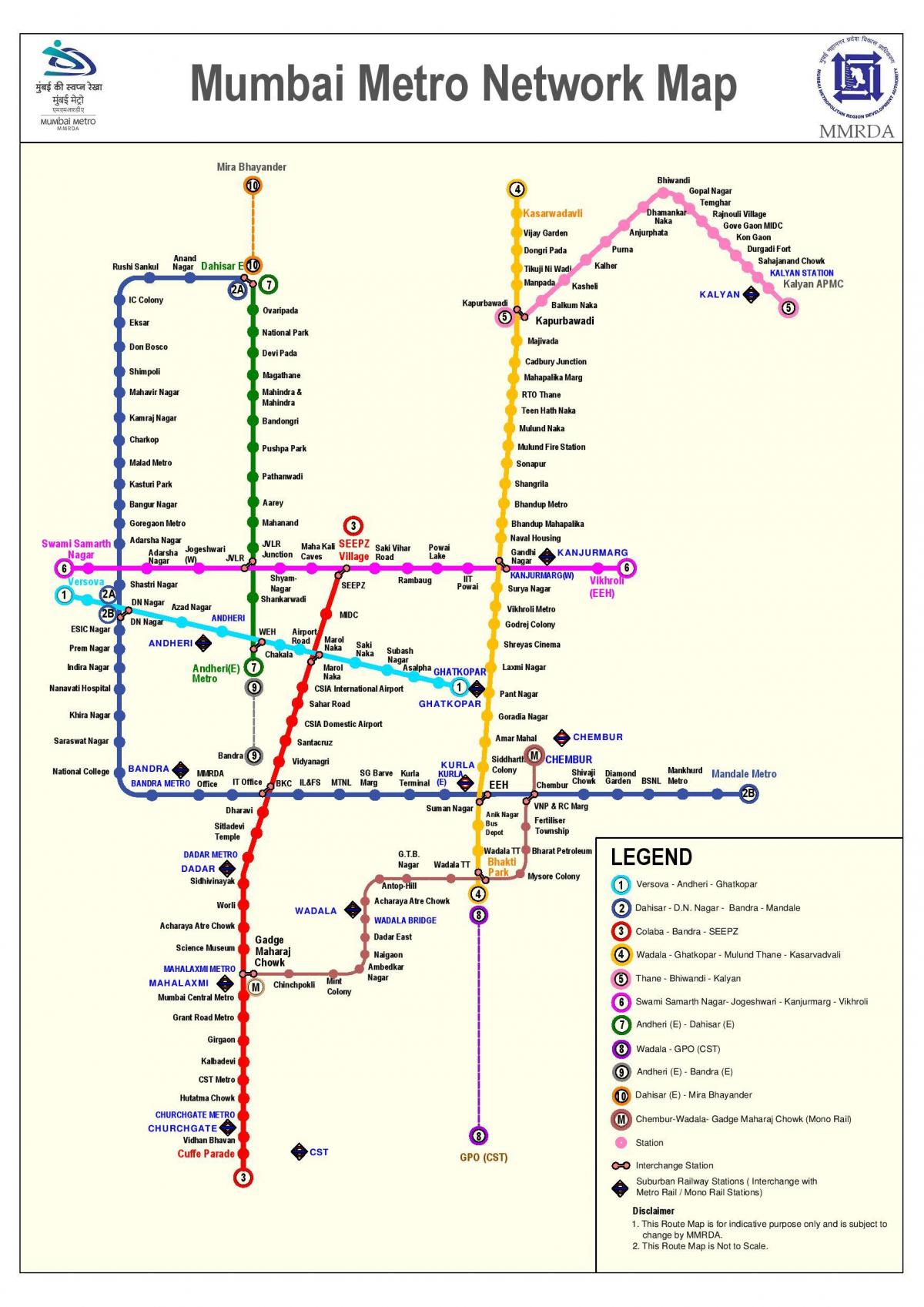 Лініі метро Мумбаі 3 маршрут на карце