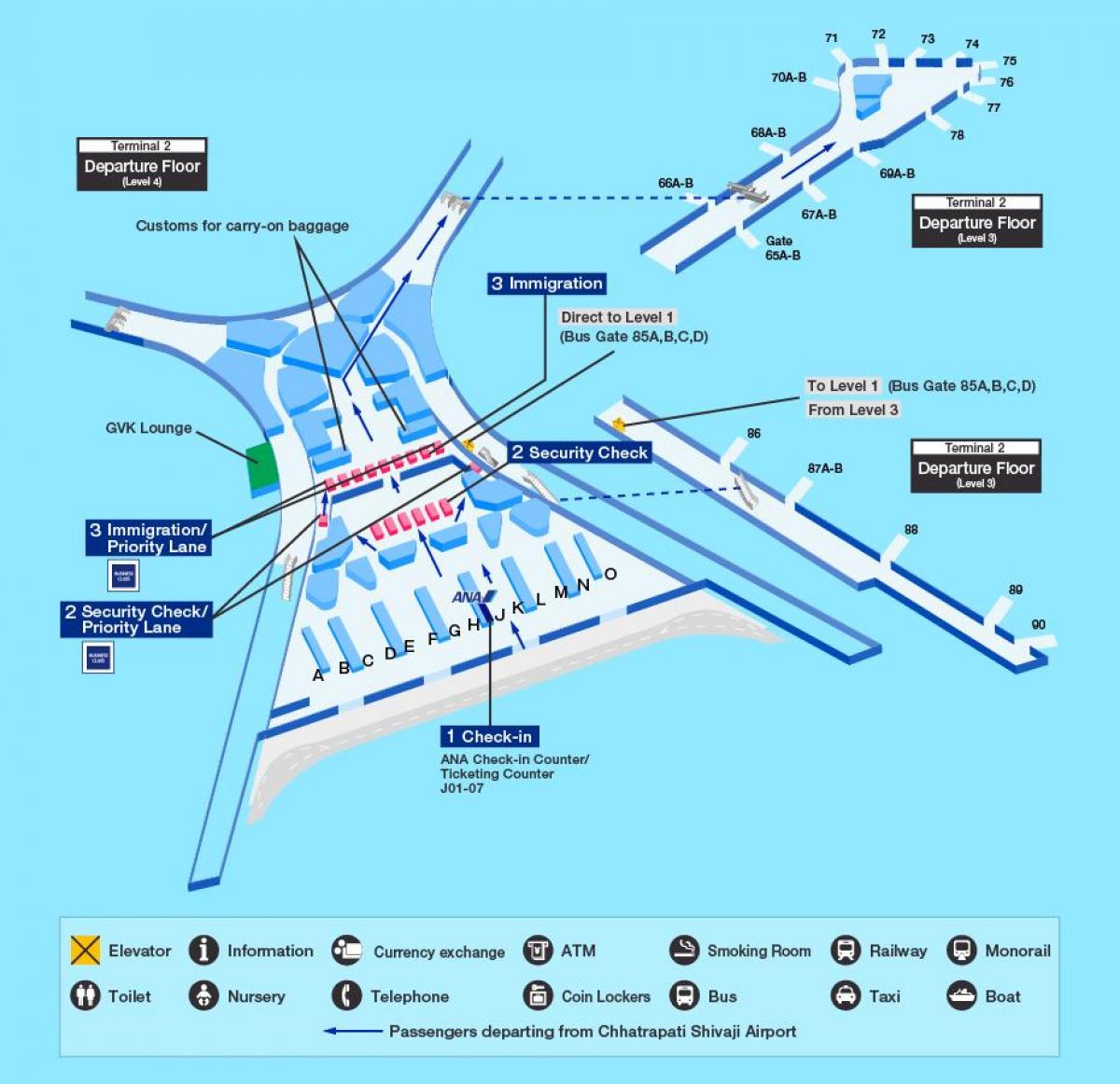 Мумбаі Міжнародны аэрапорт тэрмінал 2 Схема