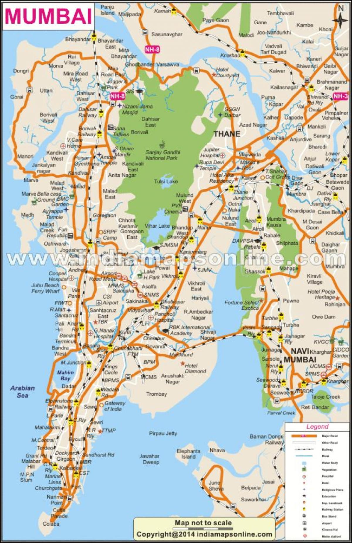 фізічная карта Мумбаі