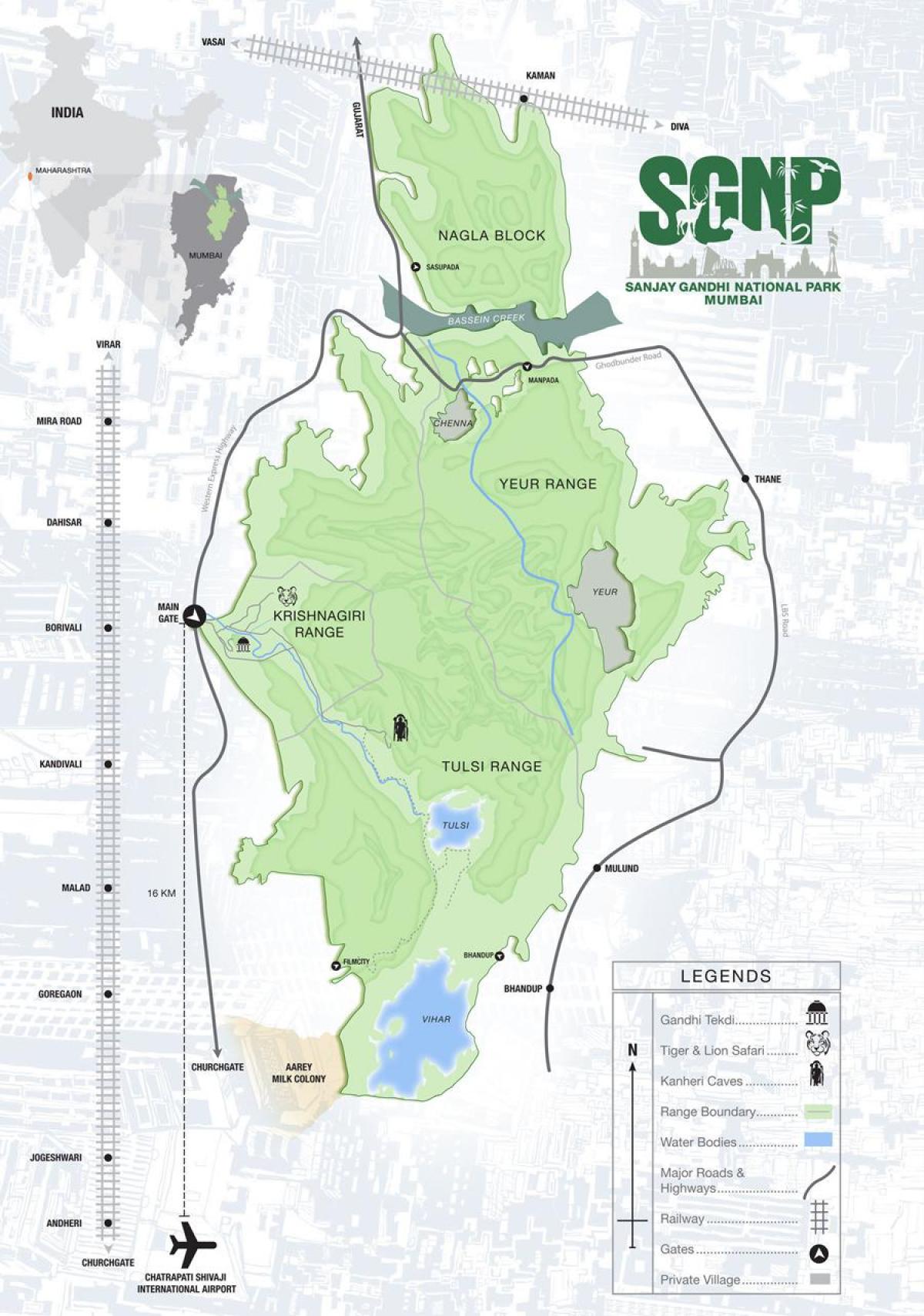 карта нацыянальны парк Санджай Гандзі