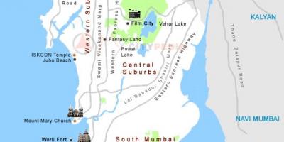 Мумбаі Карта турыстычныя месцы
